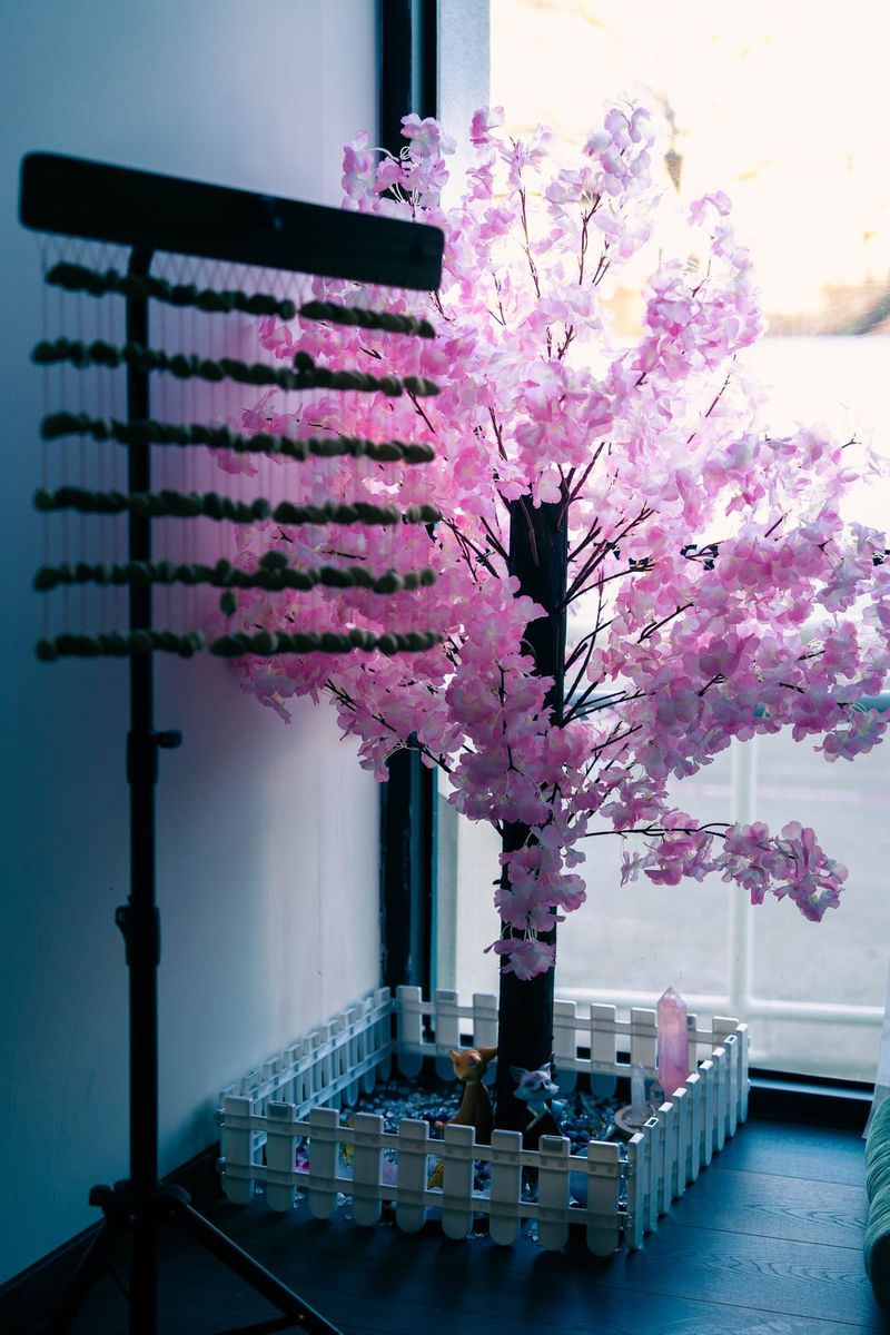 Purple blossom window decoration