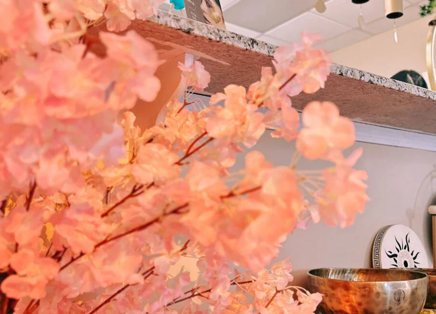 Cherry blossom arrangement at Healing Lotus Skin Spa in Dallas